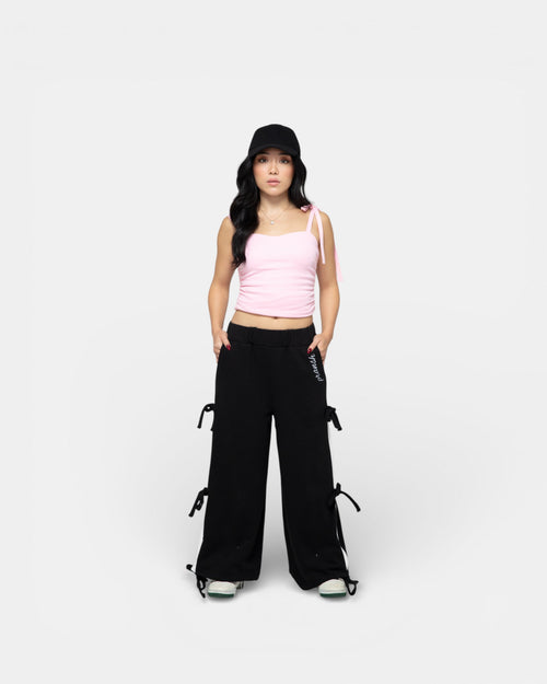 Pransh premium Halo sweatpants in Noir (black), 100% French terry cotton, front view