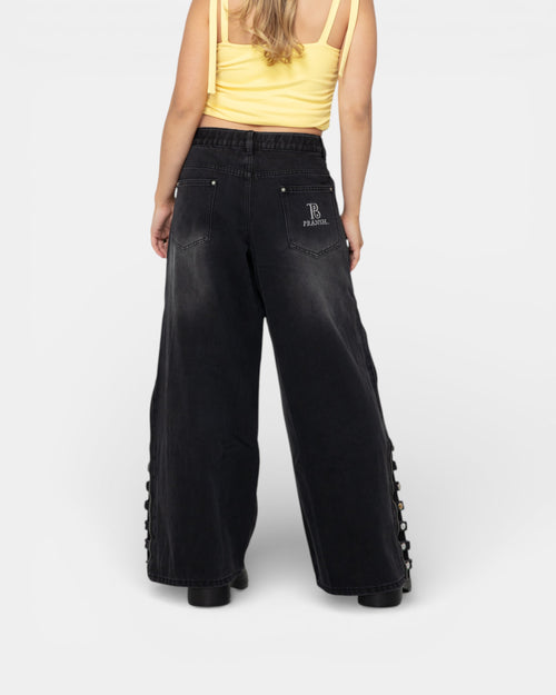 Pransh Eden high-rise jeans in Celeste Bleu, premium 100% cotton denim, back pocket logo detail