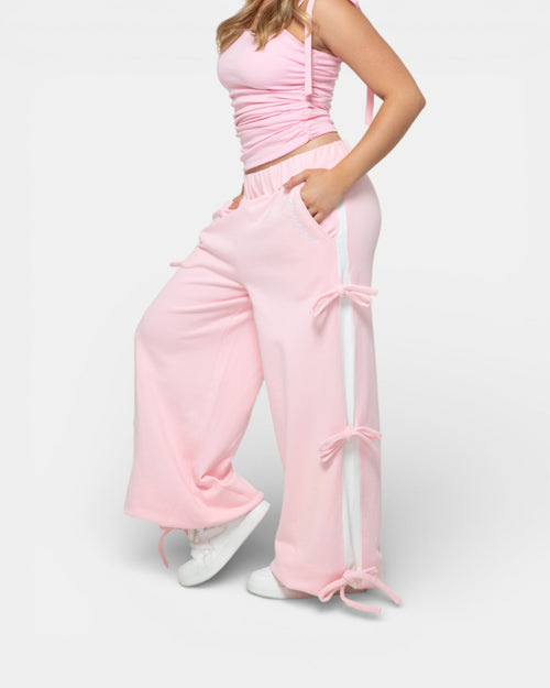Pransh Halo Sweatpants in Blush (light pink), 100% premium cotton French terry, logo detail